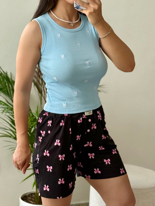 ست کراپ شورتک پینترستی زنانه وارداتی